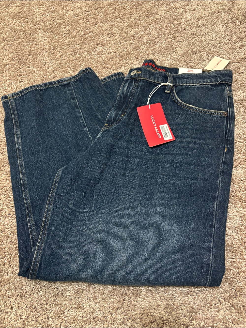 Silhouettes Denim Lucky Brand Barrel Wide Leg Women's Indigo Jeans Carpenter - Picture 10 of 10